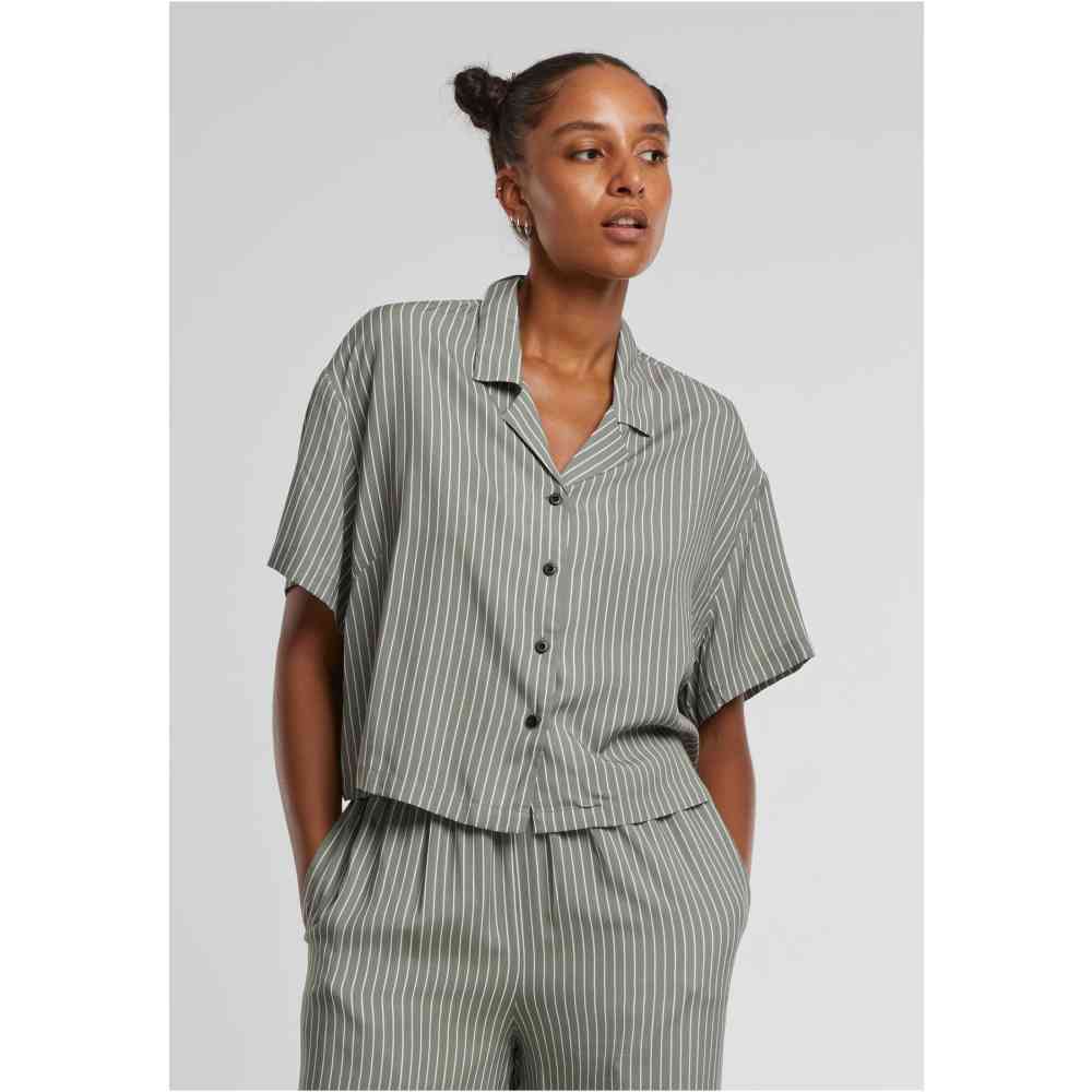 Urban Classics - Viscose Resort Chemisier - Vert/Blanc